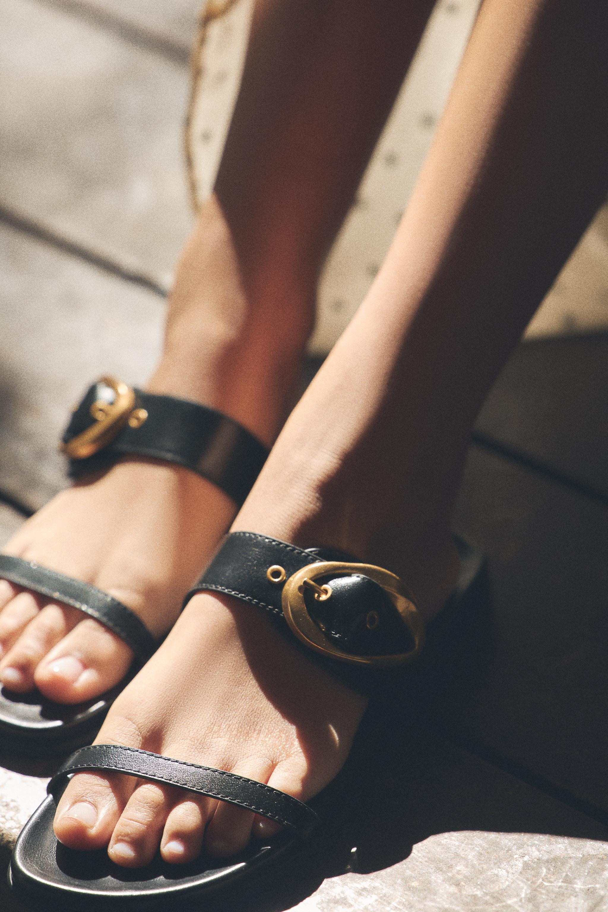 BUCKLED DOUBLE STRAP SANDALS | Zara US