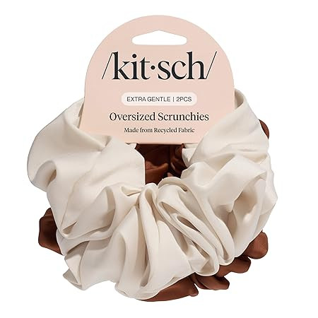 Kitsch Recycled Satin Oversized Scrunchies – Large Hair Scrunchies for Women, Eco-Friendly Hair... | Amazon (US)