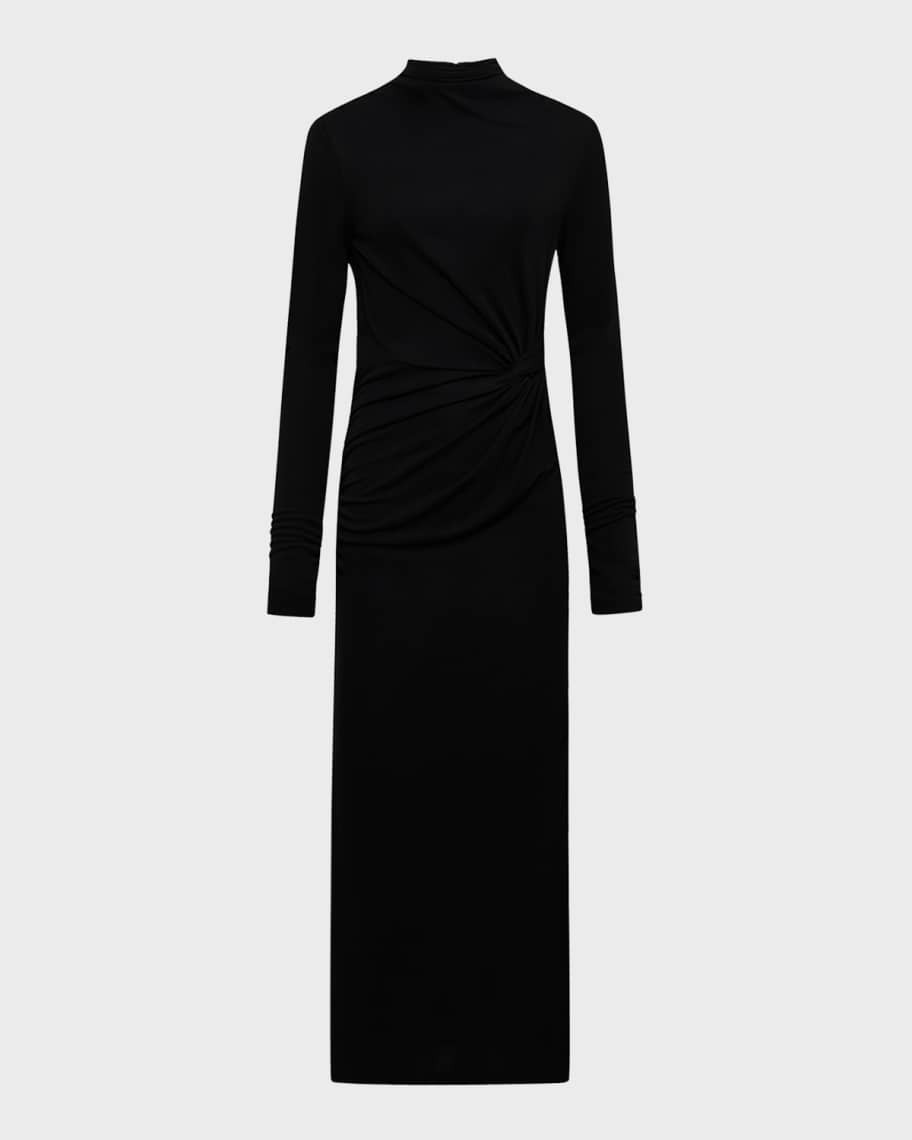 Diane von Furstenberg Sonja Ruched Mock-Neck Midi Dress | Neiman Marcus