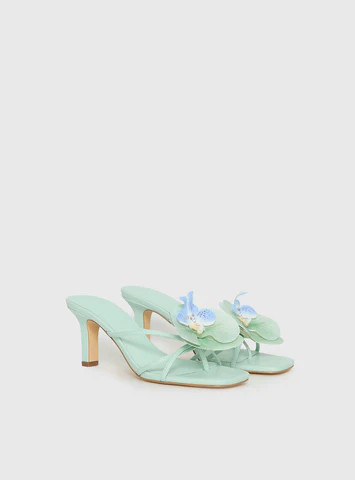 Azira Flower Detail Heels Blue | Princess Polly US