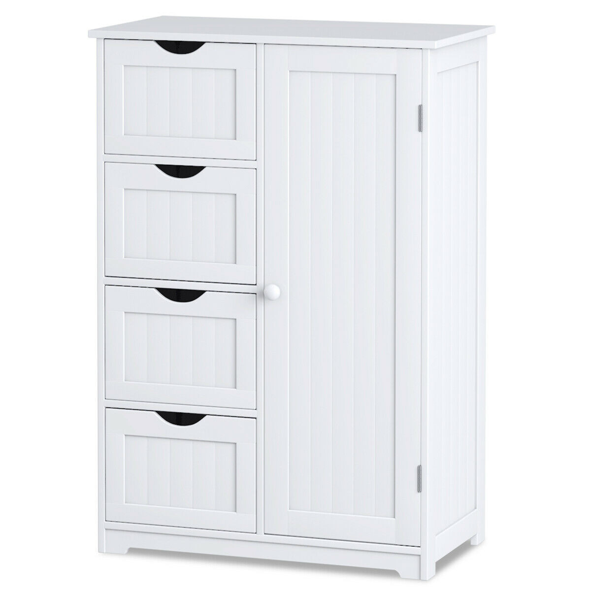 Costway Bathroom Storage Wooden 4 Drawer Cabinet Cupboard 2 Shelves Free Standing White | Walmart (US)