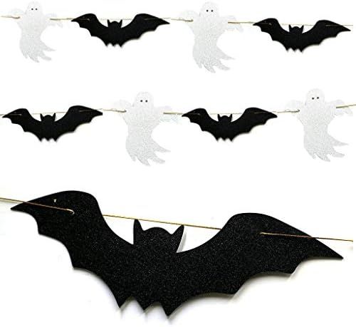 Glittery Bat Garland Flying Bats Ghost Halloween,Halloween Party Decorations,Halloween Table Deco... | Amazon (US)