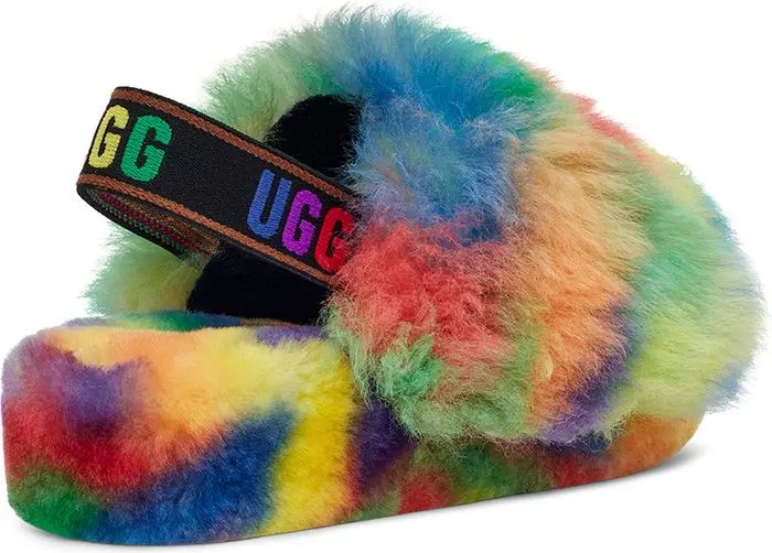UGG® Fluff Yeah Pride Genuine Shearling Sandal | Nordstrom | Nordstrom