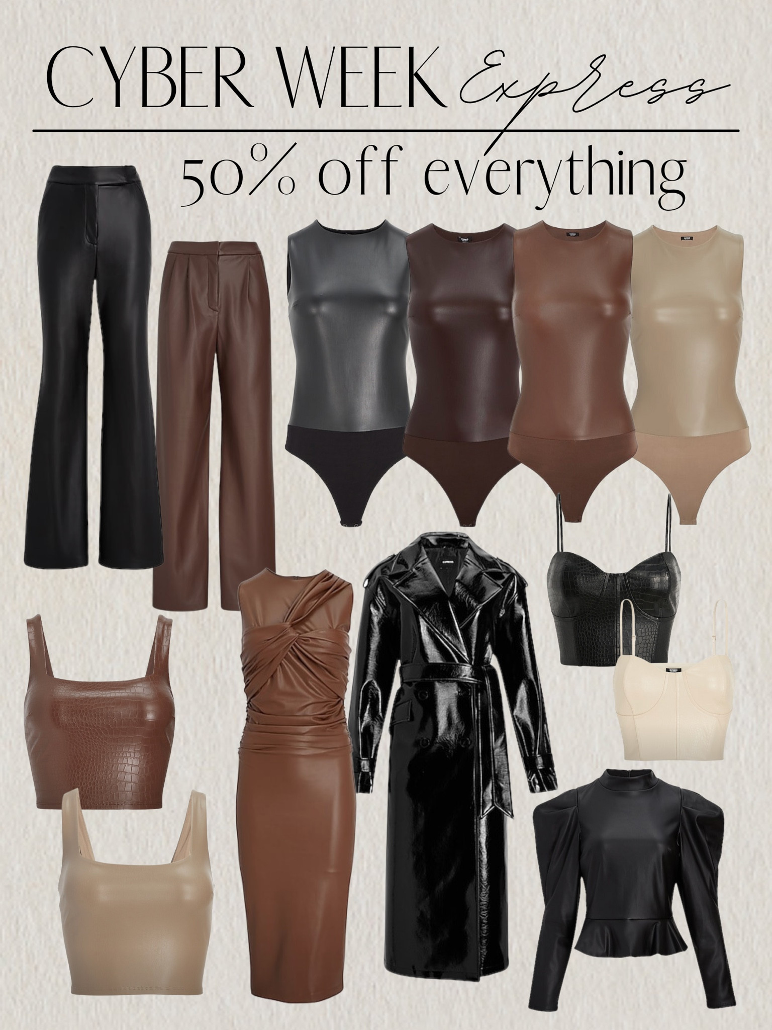 50% off everything at Express! Lots of faux leather options

#LTKHoliday #LTKGiftGuide #LTKCyberweek