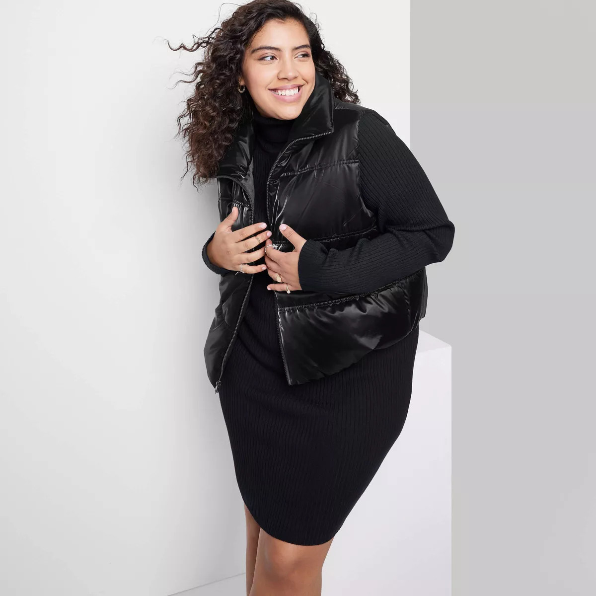 Women's Iridescent Cropped Puffer Vest - Wild Fable™ Black | Target