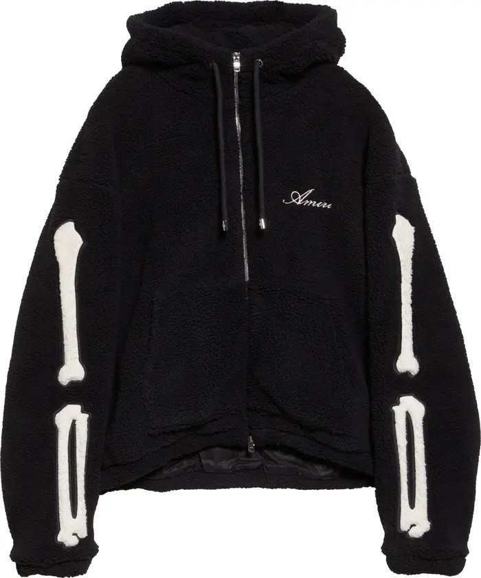 Bones Patch High Pile Fleece Full Zip Hoodie | Nordstrom