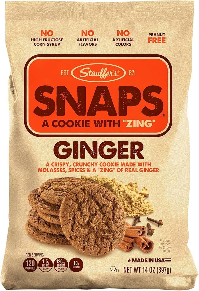 STAUFFERS Ginger SNAPS Cookies - 14oz Bag - Ginger Flavored Cookies with No High Fructose Corn Sy... | Amazon (US)