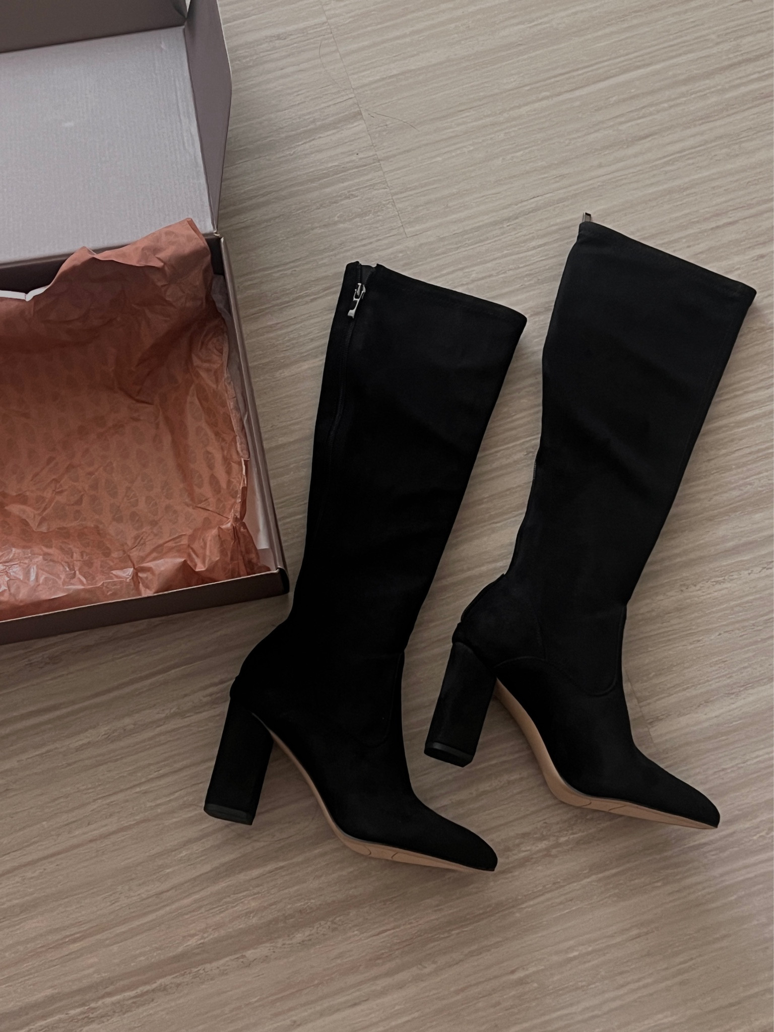 Franco Sarto Katherine Black Knee High Boots perfect for Fall and Winter 🖤 These are regular calf but they have wide calf available as well. Love the pointed toe and block heel. Super comfortable. 3.5 inch heel, true to size. 

#LTKstyletip #LTKshoecrush #LTKSeasonal