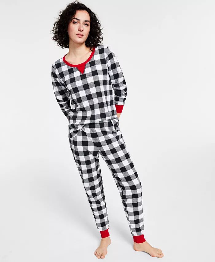 Family Pajamas Matching Women's Lightweight Thermal Waffle Buffalo Check Pajama Set, Created for ... | Macys (US)