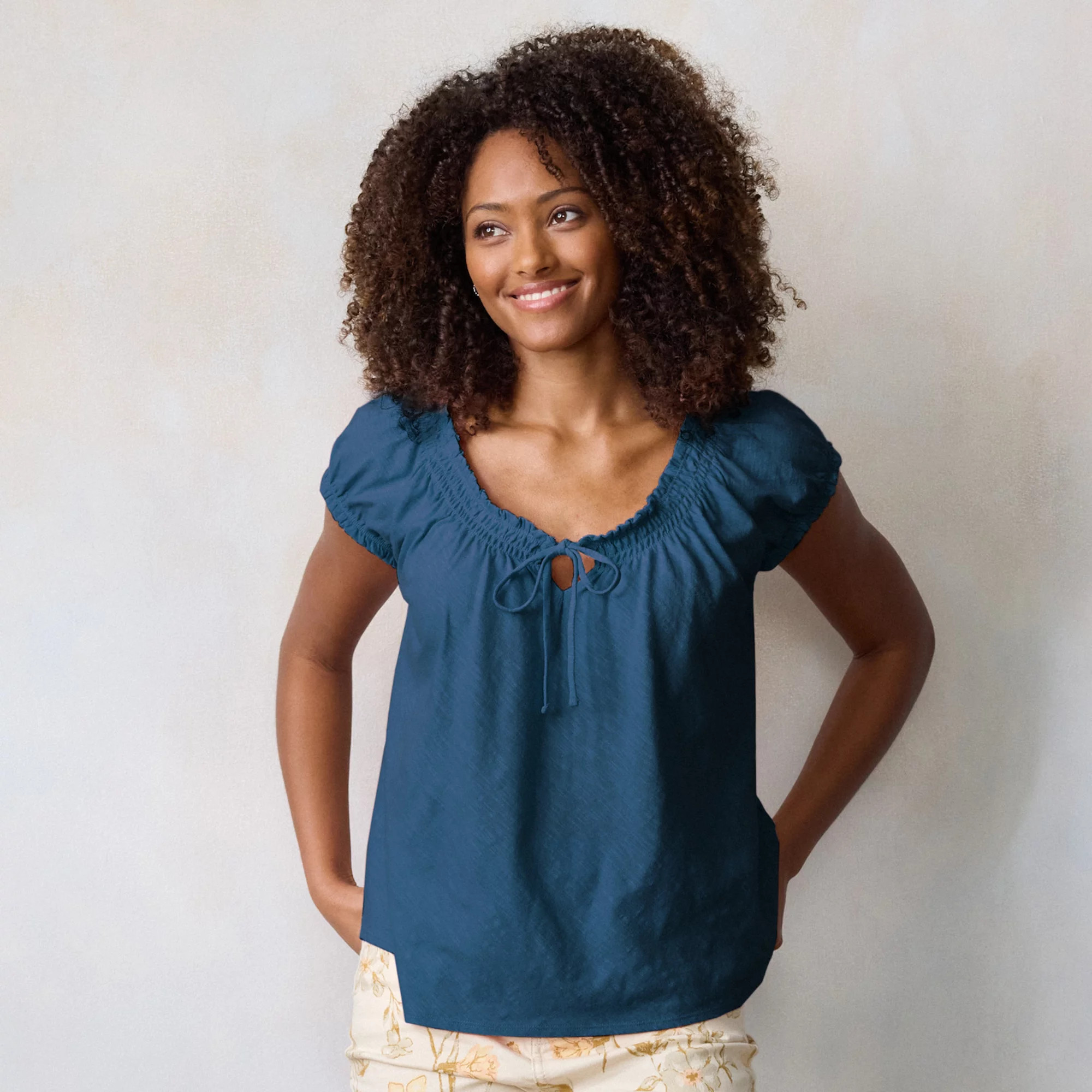 Women's LC Lauren Conrad Gathered Tie-Front Cap Sleeve Tee | Kohl's