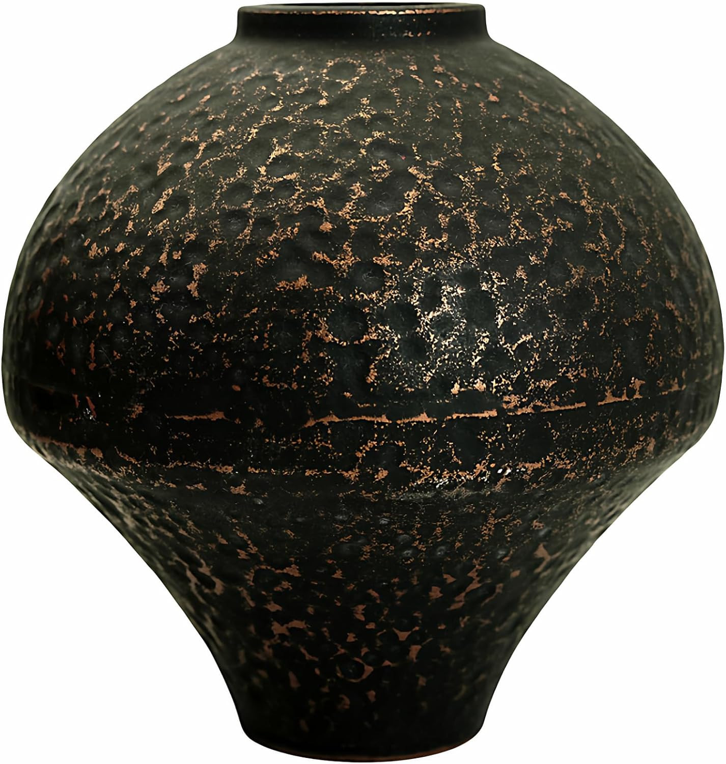 Cast Iron Vase for Flowers, Unique Handmade Textured, 7.09" Modern Black & Copper Vase with Mottled Finish for Home Decor, Tabletop Centerpiece, Floral Arrangement, Boho/Industrial Style | Amazon (US)