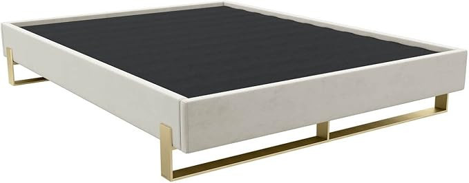 VANT Elevated Platform Bed - Burnished Brass - King Size - Velvet Ivory - Easy Assembly Bed Frame... | Amazon (US)
