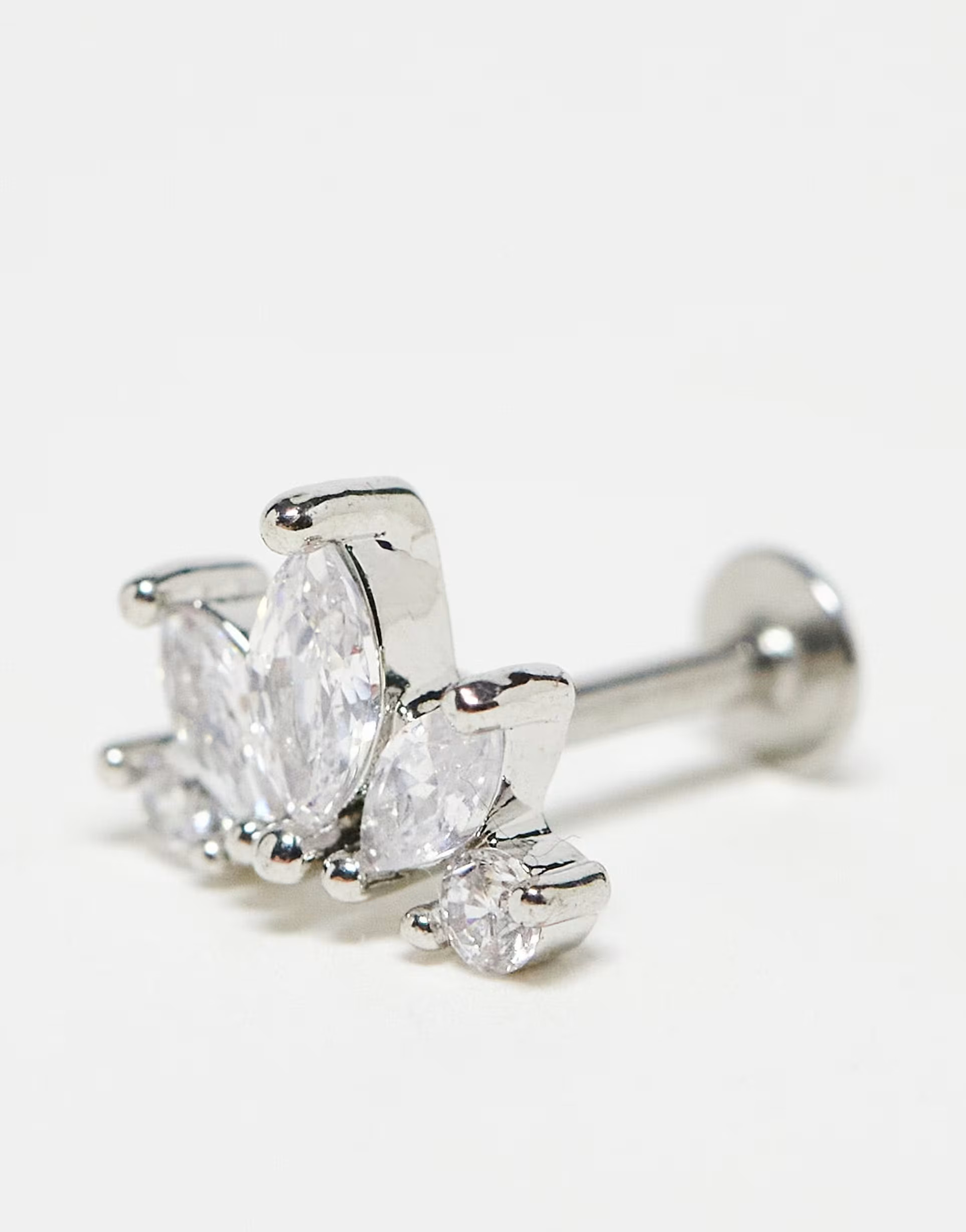 Kingsley Ryan sterling silver crystal 5 petal labret earring in silver | ASOS (Global)