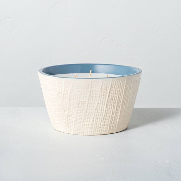 23oz Willow 3-Wick Large Textured Ceramic Candle Blue - Hearth & Hand™ with Magnolia | Target