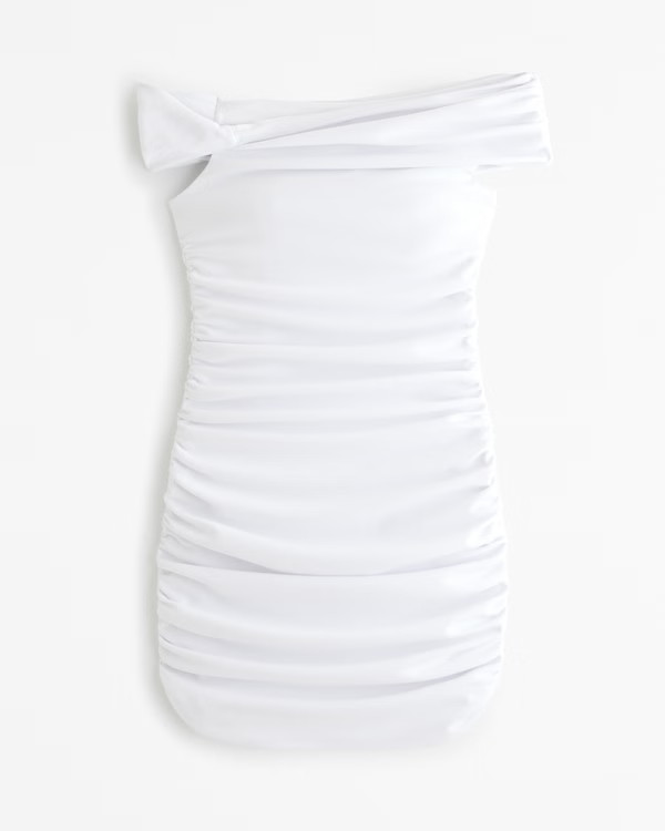 Women's Off-The-Shoulder Twist Ruched Mini Dress | Women's New Arrivals | Abercrombie.com | Abercrombie & Fitch (US)
