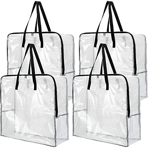 Fasmov 4 Pack Oversized Clear Storage Bag with Strong Handles and Zippers, Vinyl Storage Bag for ... | Amazon (US)