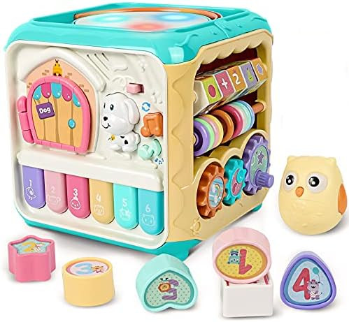 Amazon.com: Rabing Baby Activity Cube Toys, Kids Learning Musical Math Toy Play Cube for Infants ... | Amazon (US)