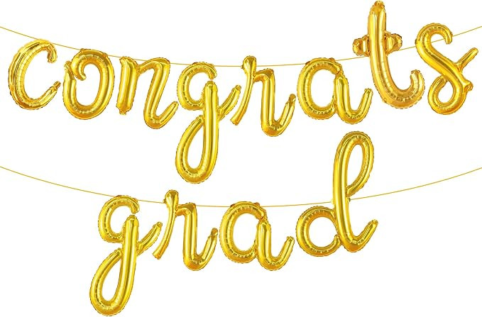 Graduation Decorations 2026 | Gold Congrats Grad Balloons Banner - Script, 16 Inch | Congrats Gra... | Amazon (US)