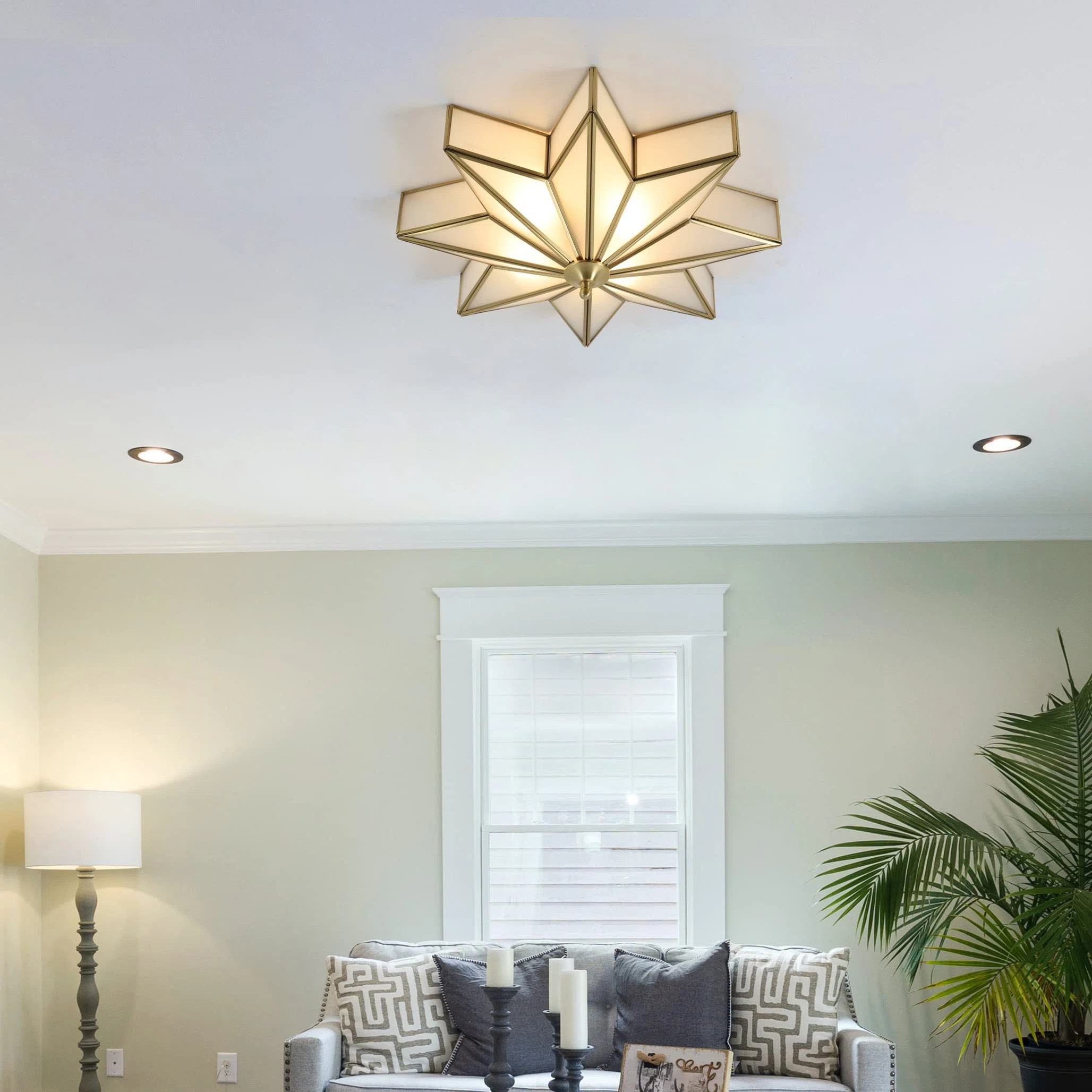 Brass Flush Mount Ceiling Light Star Shaped Lighting Fixture 4 Lights Bedroom Ceiling Lamp | Wayfair North America