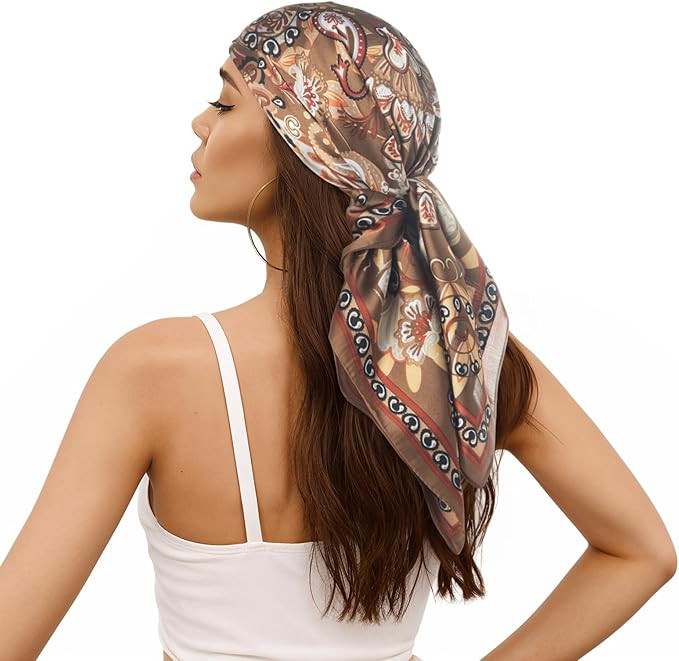 RIIQIICHY Women Head Hair Scarf Like Satin Silk Scarf Sleeping Hair Wrapping Night 27.5" | Amazon (US)