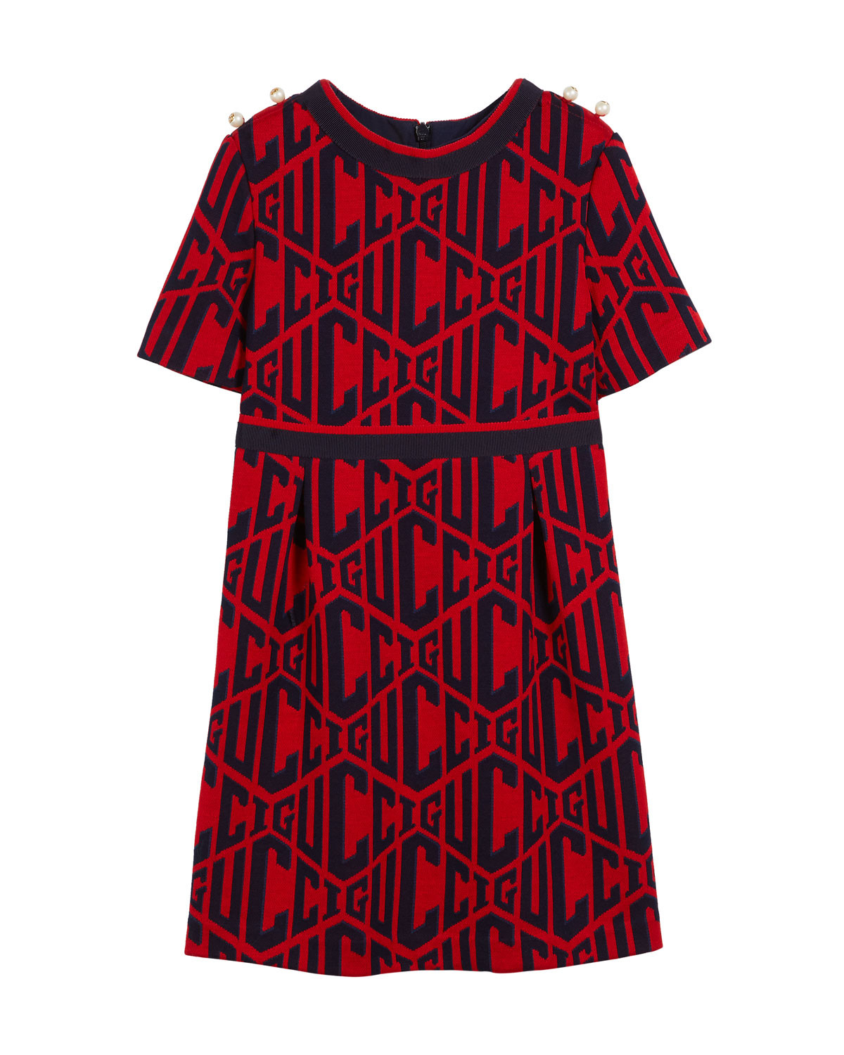 Short-Sleeve Gucci Rhombus-Print Dress, Size 4-12 | Neiman Marcus