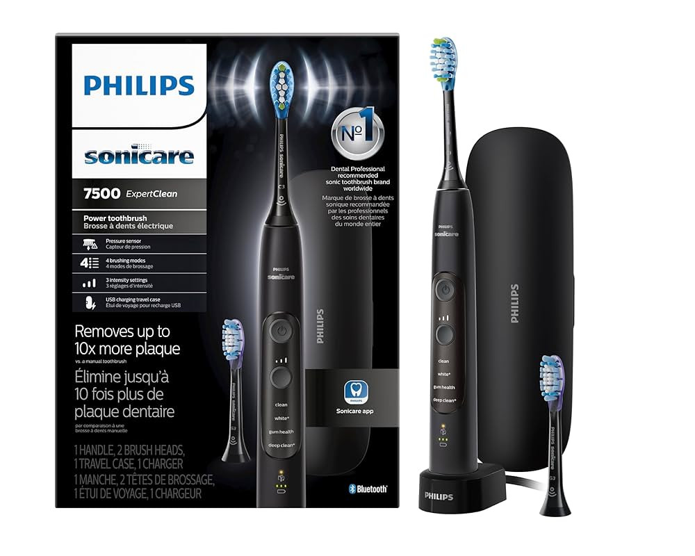 Philips Sonicare ExpertClean 7500 Black, Rechargeable Electric Power Toothbrush, HX9690/05 | Amazon (US)
