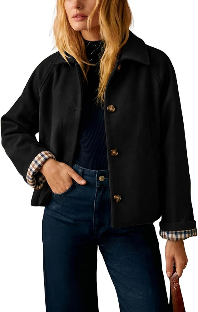 Lianlive Women Cropped Pea Coat Winter Wool Blend Short Coats | Amazon (US)