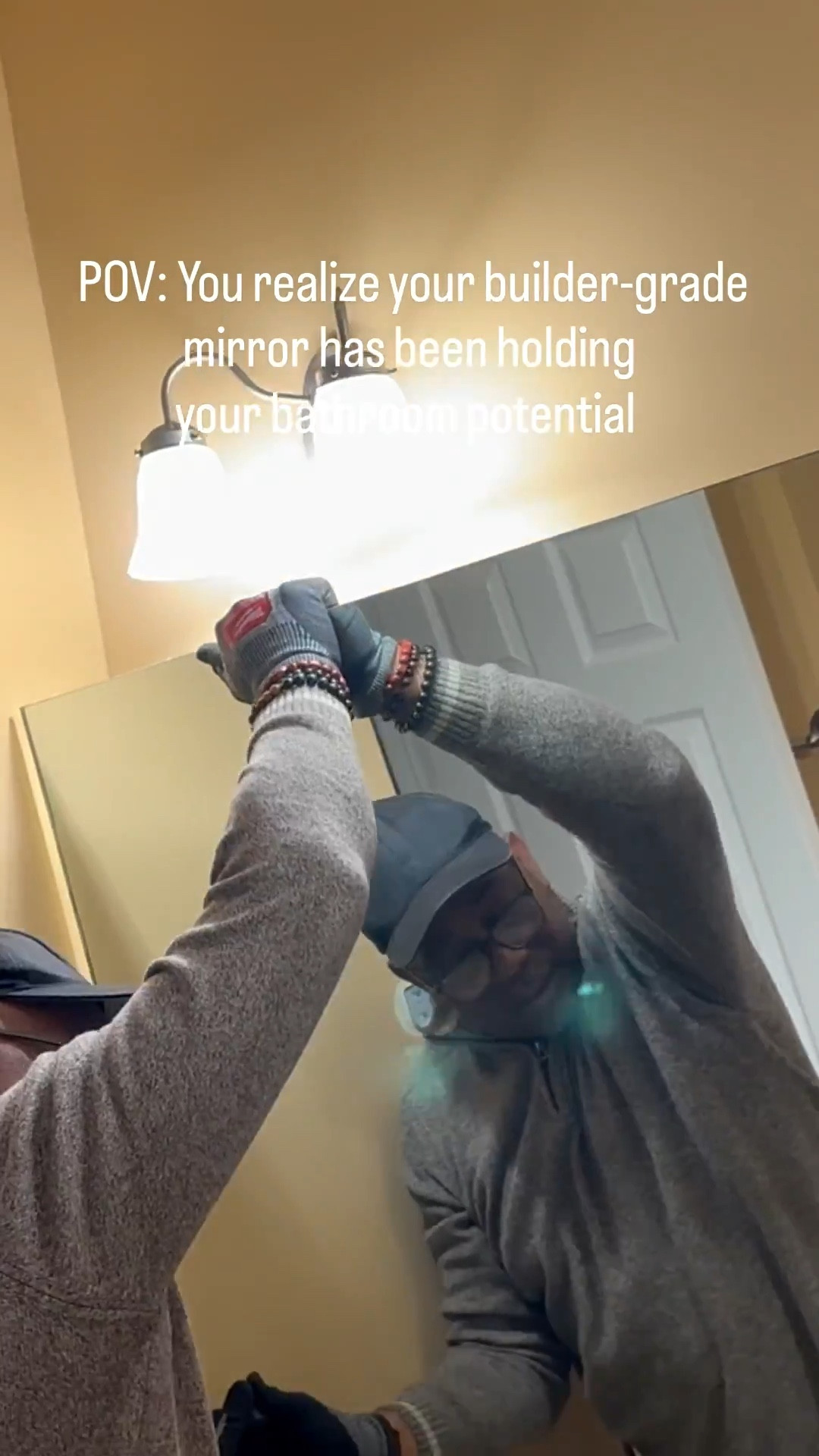 Swapping a plain mirror for a framed mirror adds character, a custom feel, and a more high-end finished look.