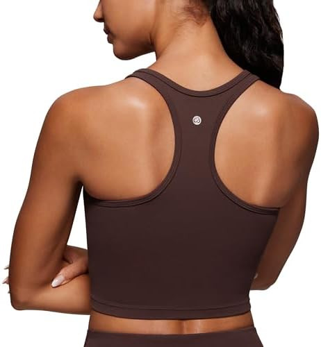 CRZ YOGA Butterluxe Racerback Crop Tank Tops for Women - Padded Y-Back Longline Sports Bras Scoop... | Amazon (US)
