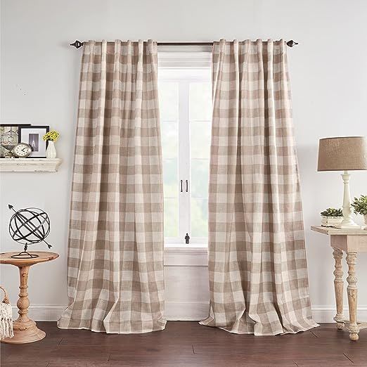 Elrene Home Fashions Farmhouse Living Grainger Buffalo-Check Blackout Window Curtain, Living Room... | Amazon (US)