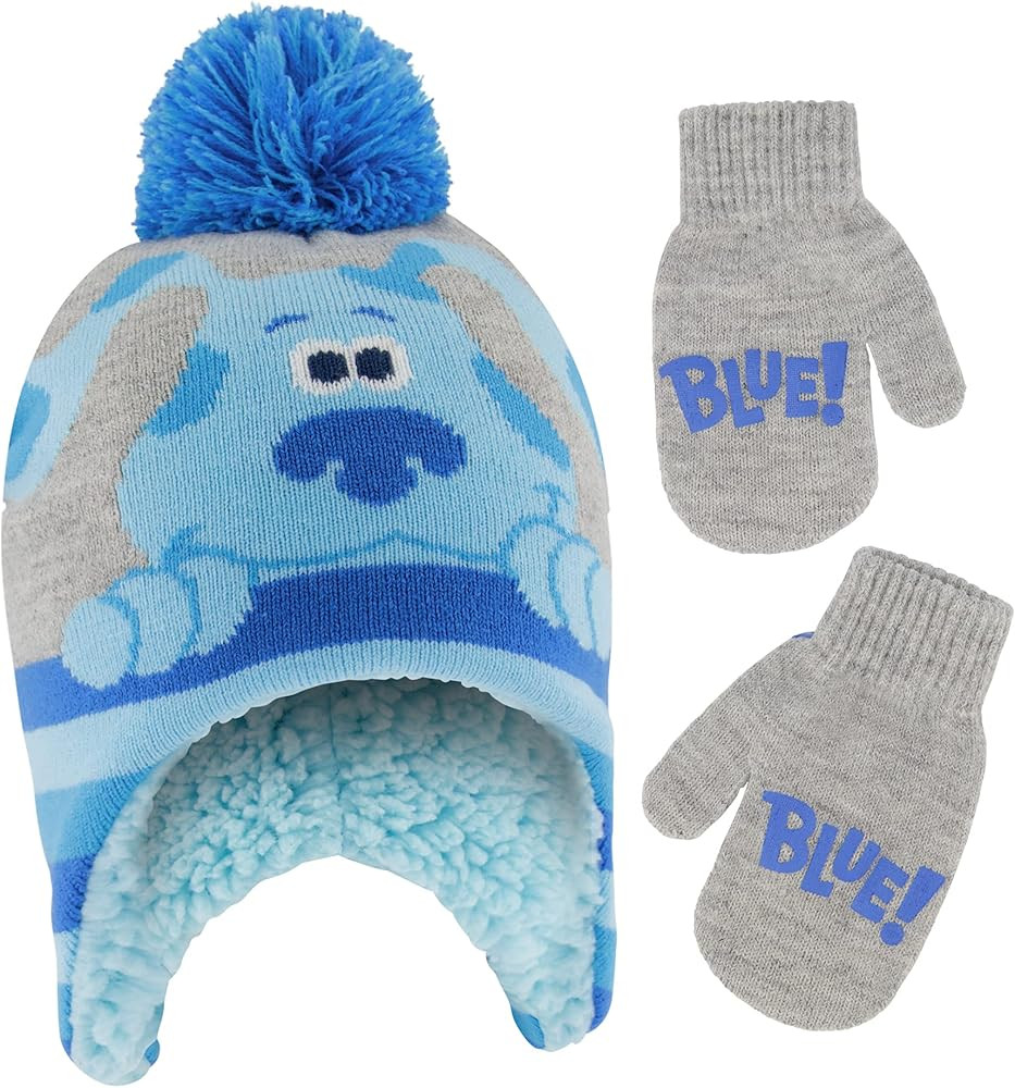 Nickelodeon boys Winter Hat and Mitten Set, Blue's Clues Toddler Beanie for Kids Ages 2-4 | Amazon (US)