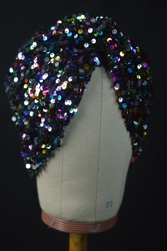 Multi Color Sequin Twist Turban - Etsy | Etsy (US)
