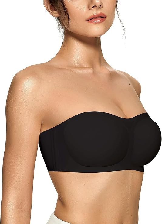 OEAK Womens Strapless Bras Jelly Push Up Bandeau Bra Non Slip Wireless Supportive Padded Bras Sea... | Amazon (US)