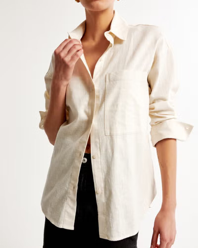 Oversized Linen-Blend Shirt | Abercrombie & Fitch (US)