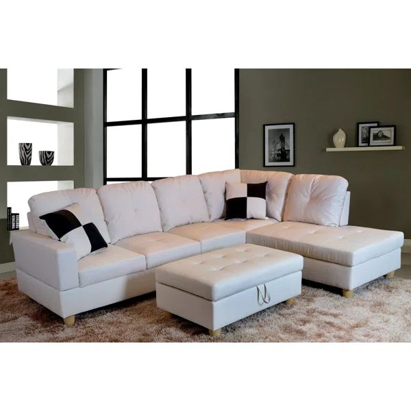 Eshaun 103.5" Wide Faux Leather Corner Sectional with Ottoman | Wayfair North America