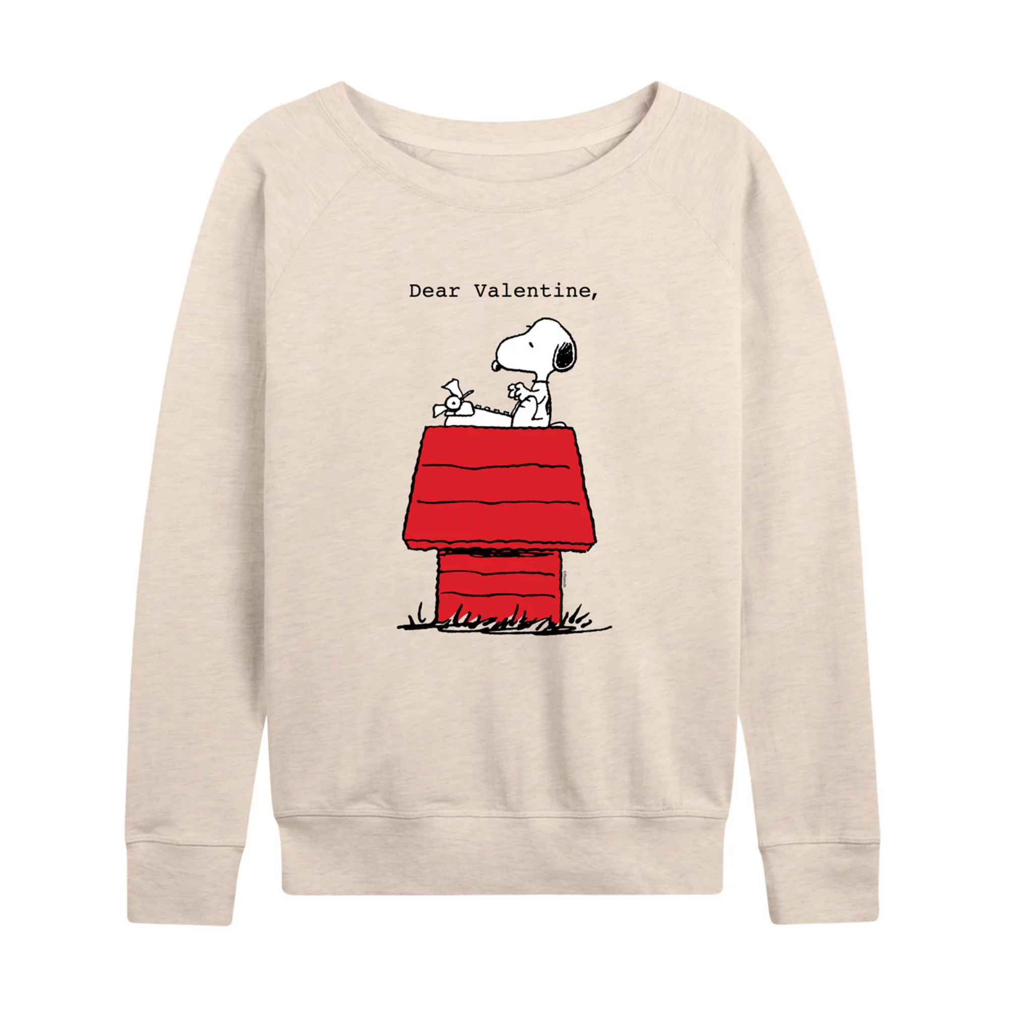 Women's Peanuts Dear Valentine Snoopy French Terry Long Sleeve Tee | Kohl's
