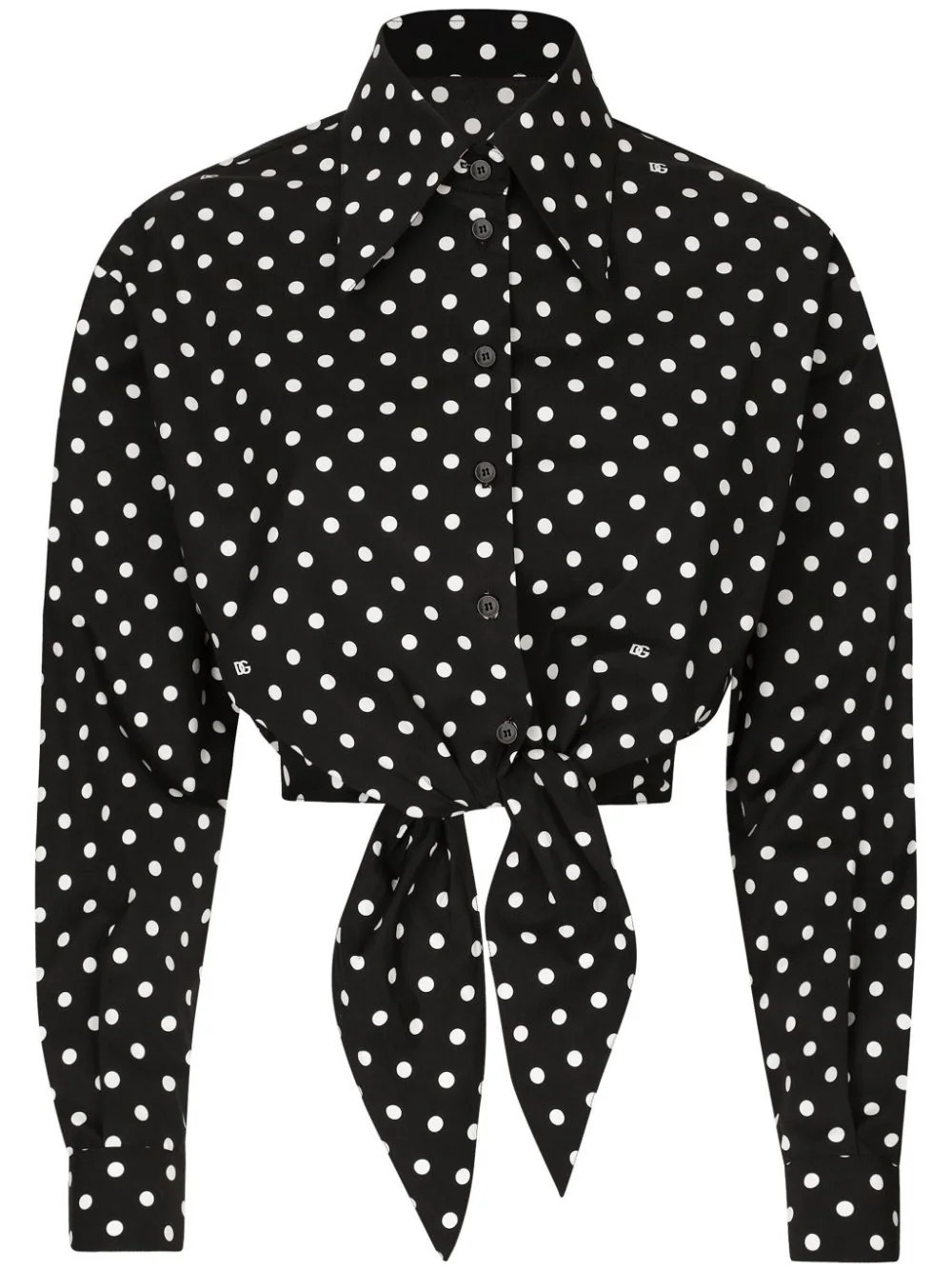 Dolce & Gabbana polka-dot cropped shirt - Black | Farfetch Global