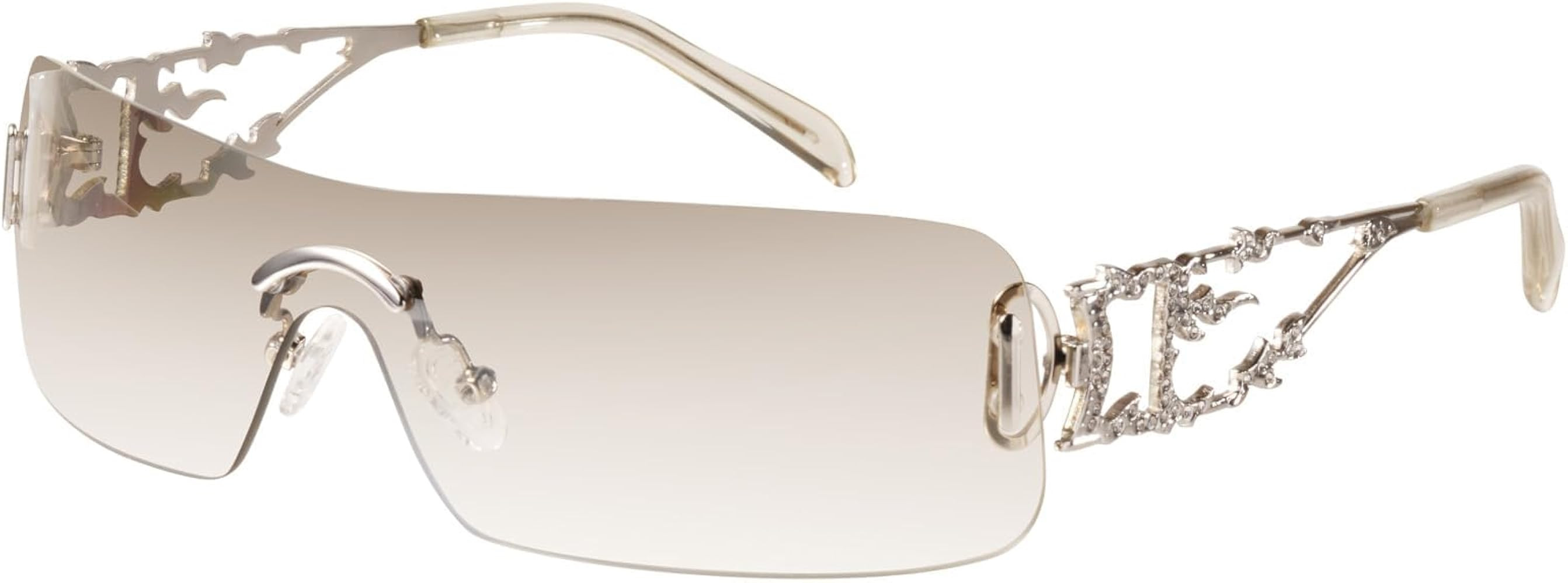 mosanana Y2K Glitter Flame Wrap Around Sunglasses for Women with Bling Rhinestone MS52350 | Amazon (UK)