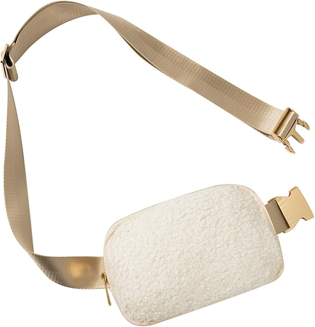 Sherpa Belt Bag for Women Men, Fashion Fleece Fanny Packs, Cute Fuzzy Crossbody Bags with Adjusta... | Amazon (US)