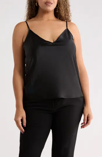 Renee C Satin V-Neck Camisole in Black at Nordstrom Rack, Size 1 X | Nordstrom Rack