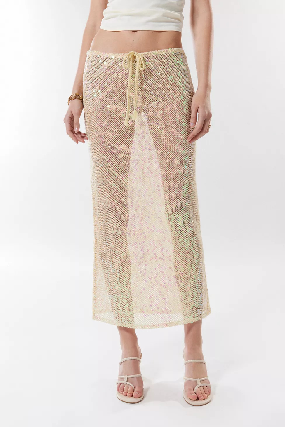 Silence + Noise Nina Sheer Sequin Maxi Skirt | Urban Outfitters (US and RoW)