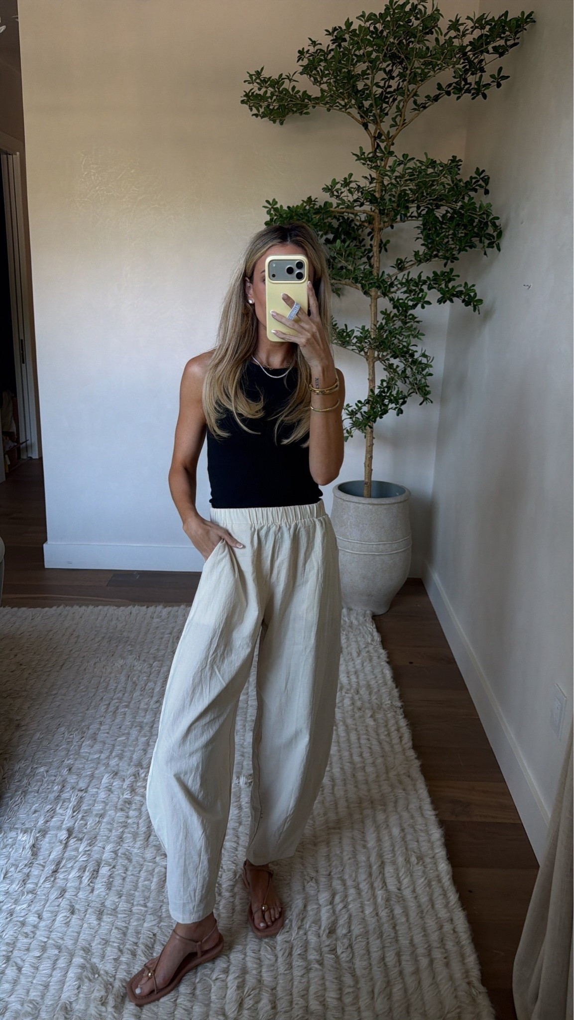 Amazon outfit all on sale 🙌🏻 wearing a S in tank and pants. Pants are color apricot!!