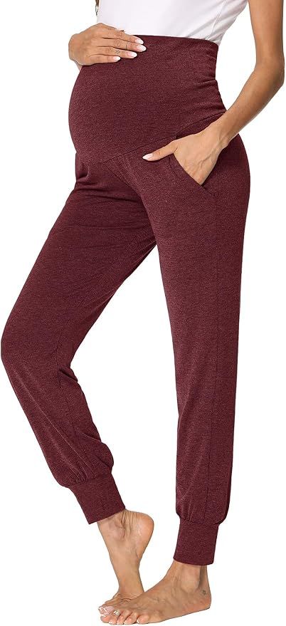 fitglam Women's Maternity Pants Over The Belly Pregnancy Pajamas Lounge Joggers with Pockets | Amazon (US)