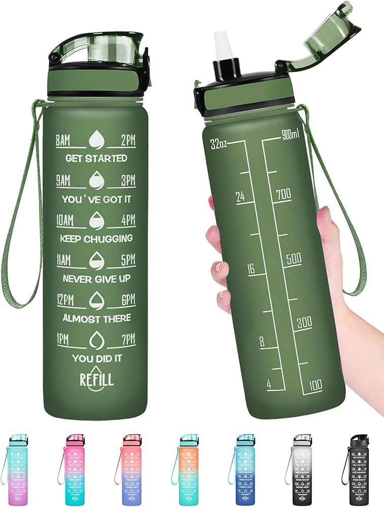 Enerbone 32 OZ Water Bottle, Leakproof BPA & Toxic Free, Motivational Water Bottle with Times to ... | Amazon (US)