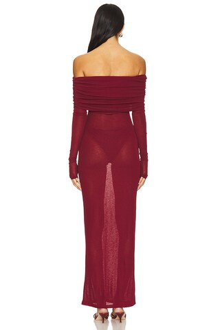 Chantal Sheer Gown in Burgundy | Revolve Clothing (Global)