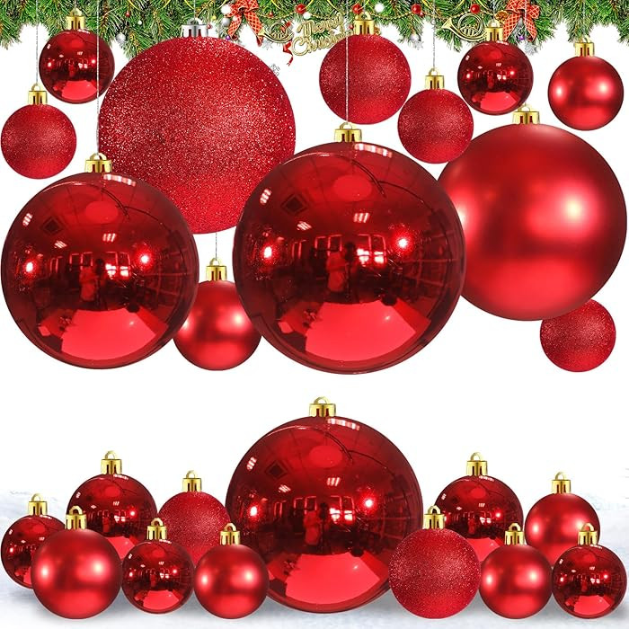 Marsui 24 Pcs Giant Christmas Balls Ornaments Extra Large Outdoor Red Christmas Ornament 8'' 6'' ... | Amazon (US)