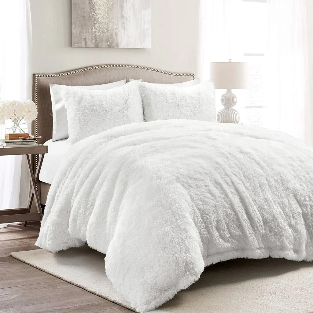 Emma Faux Fur Duvet Cover 3 Piece Set | Lush Decor