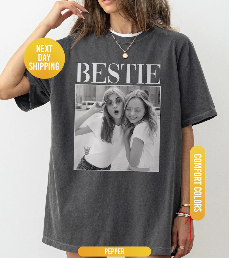Personalised Bestie Shirt, Comfort Colors\u00ae Custom Photo Best Friend Shirt, Friendship Gift, ... | Etsy (Global)