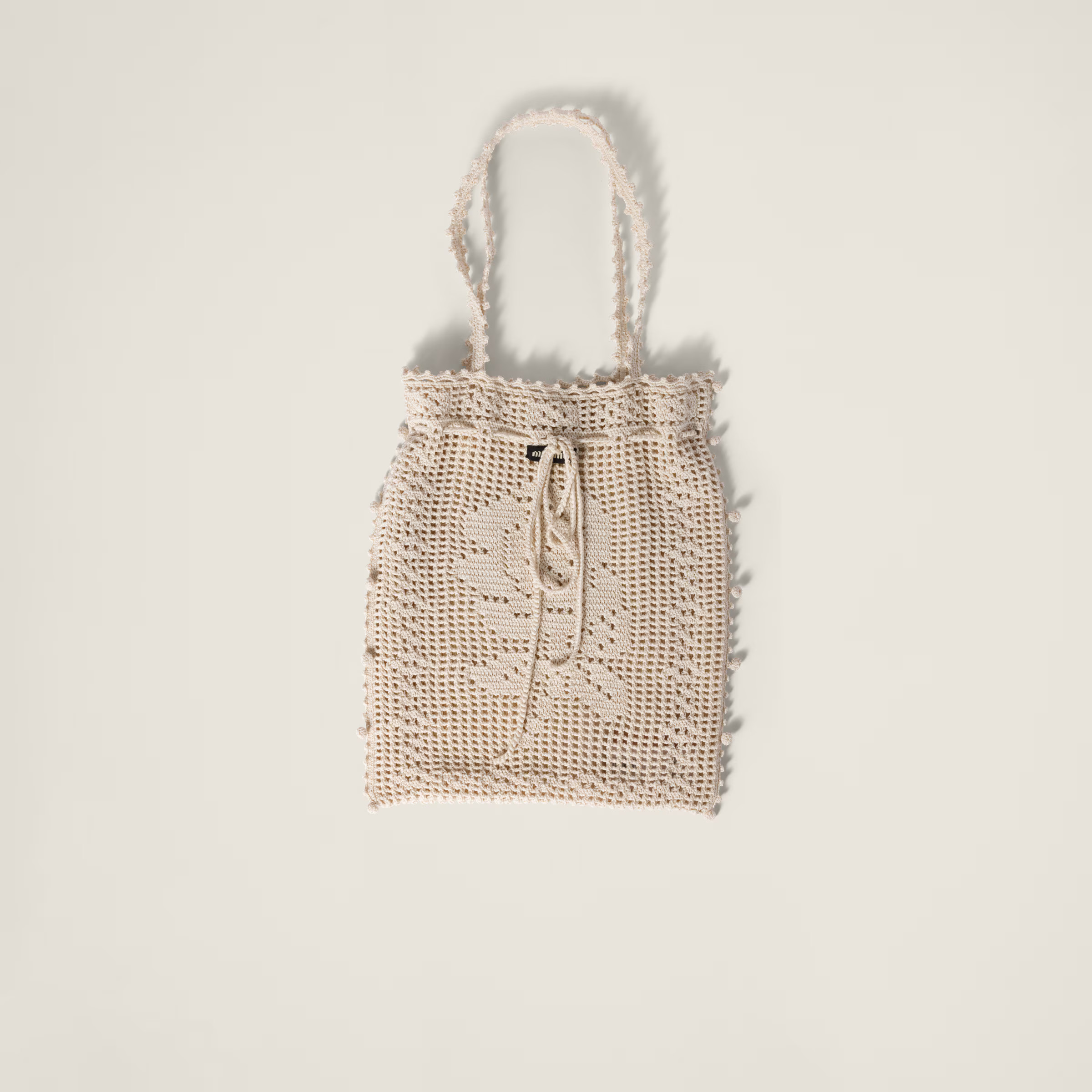 Chalk White Crochet Cotton Bag | Miu Miu | Miu Miu US