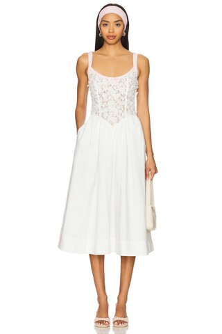 Blossom Lace Midi Dress in White | Revolve Clothing (Global)
